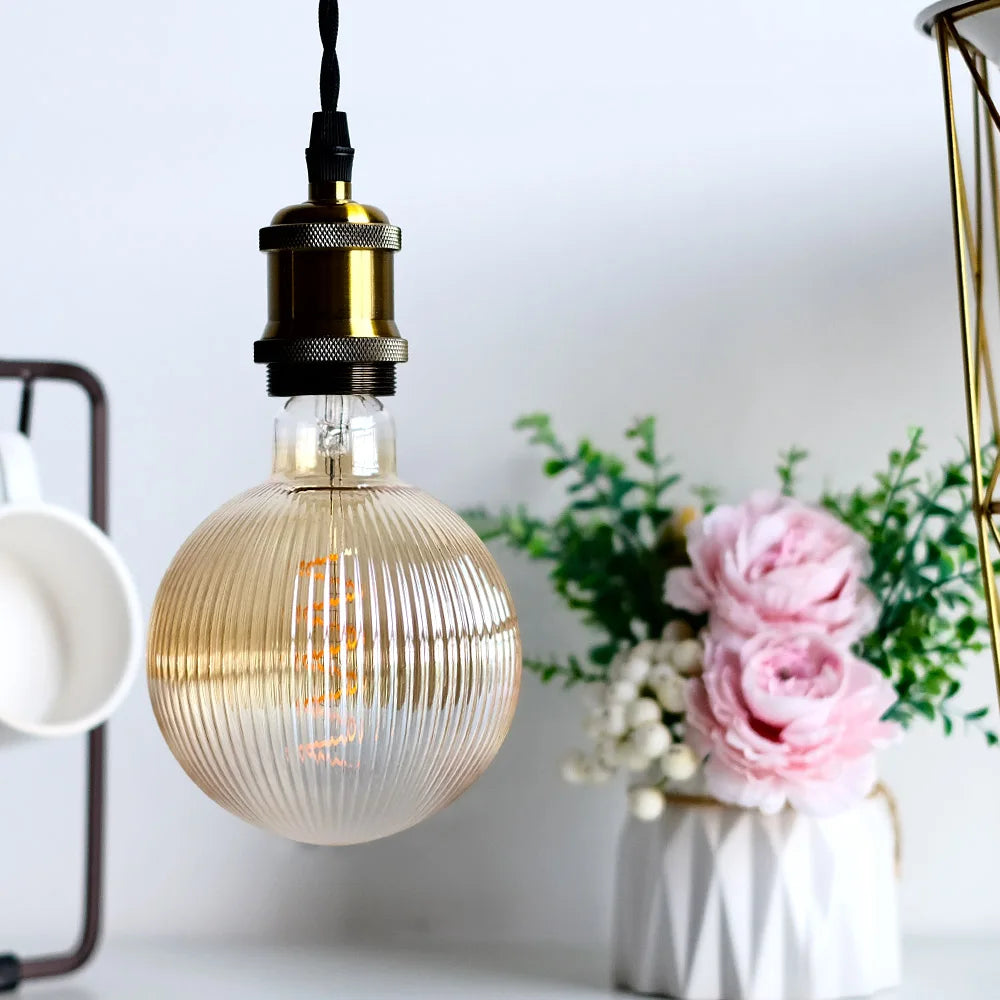 TIANFAN Edison Led Bulb E27 Fitting 4W Dimmable Ripple Glass Amber Color 2000Kevin Warm Speciatly Decorative Light Bulb