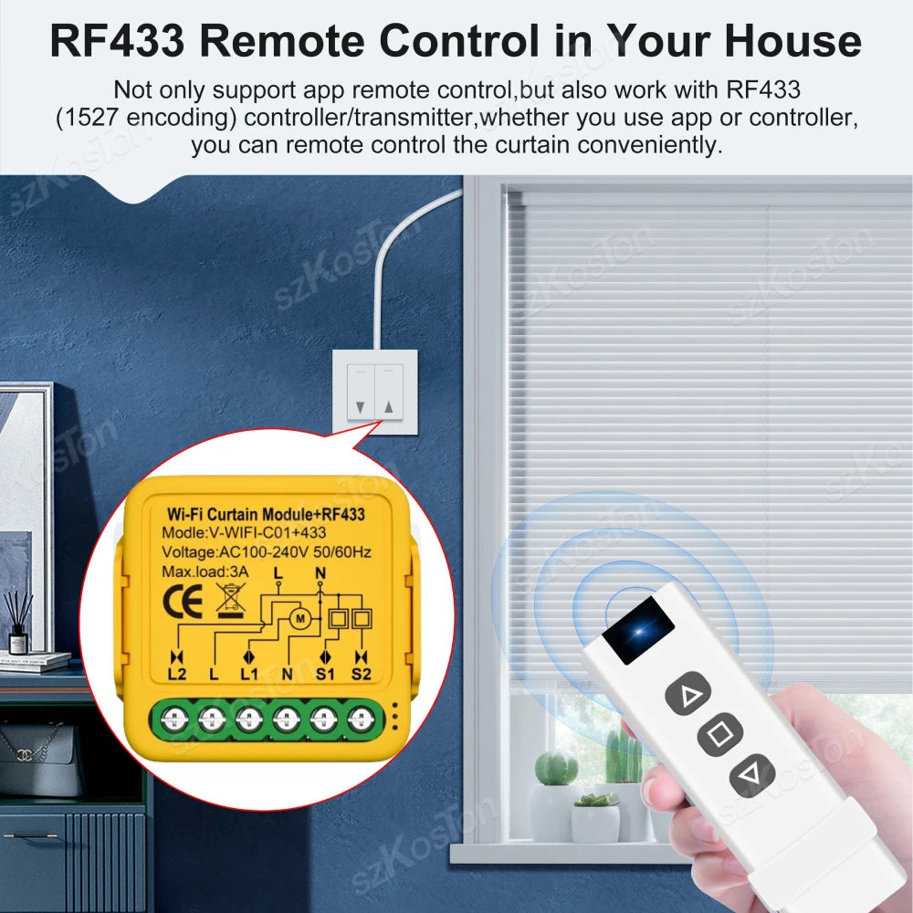 Tuya Curtain Motor Smart Switch ZigBee WiFi RF433 3 Options Roller Blinds Shutter Motor Switch Controller Voice for Alexa Google