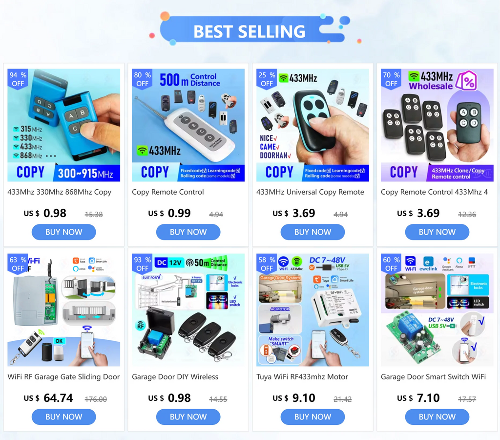 Tuya WiFi RF433mhz Motor Remote Control Switch 2 CH DC 12V 24V DIY Switch/Garage Door Opener/Motor,Work with Alexa Google Home