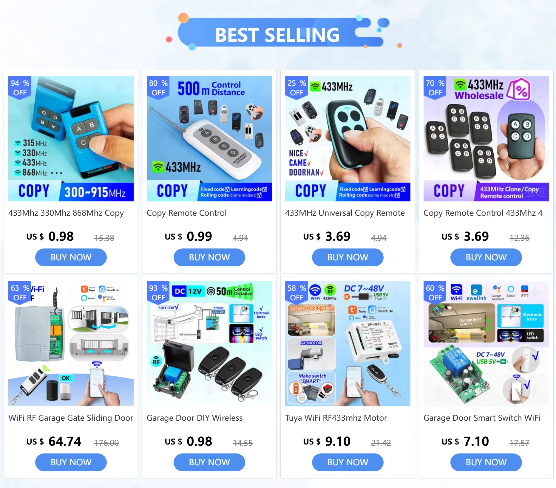 Tuya WiFi RF433mhz Motor Remote Control Switch 2 CH DC 12V 24V DIY Switch/Garage Door Opener/Motor,Work with Alexa Google Home