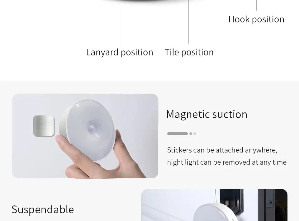 PIR Motion Sensor LED Night Light USB Rechargeable Bedroom Night Lamp Kitchen Cabinet Wardrobe Lamp Stairs Hallway Closet Lights