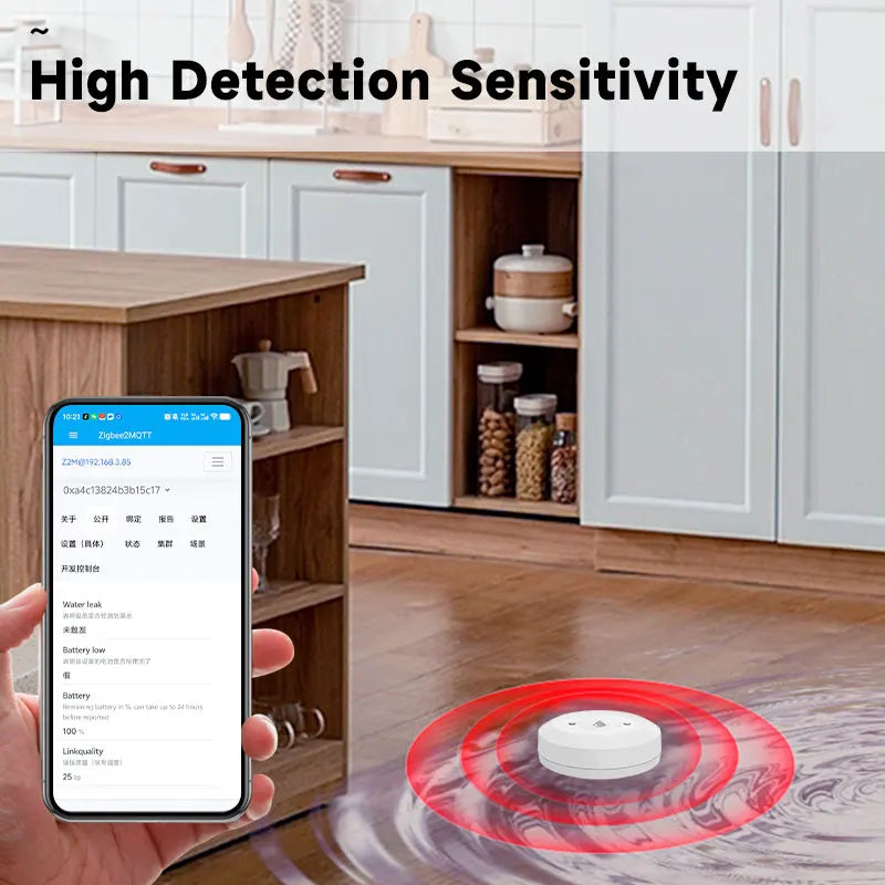 Water Leak Sensor Smart Home ZigBee 2MQTT Water Sensor Controller Waterproof Smart Life Security Protection Remote App Control