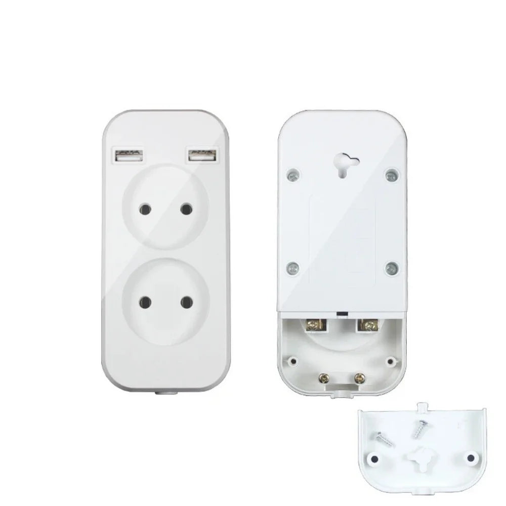 Power Strip USB Socket Adapter EU Plug AC Outlet Double Socket With 2 USB Port Fast Charging Home Office Surge Protector Adapter