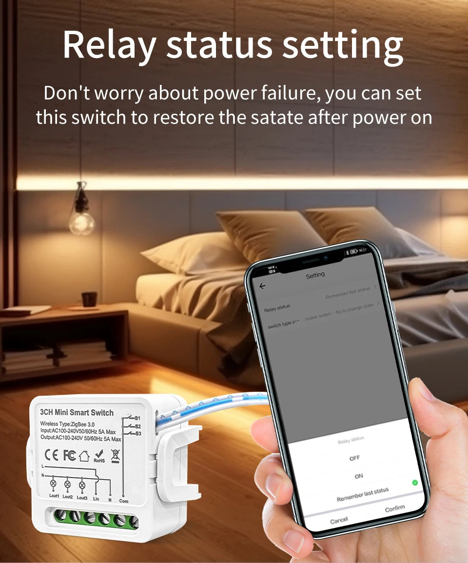 Tuya ZigBee Smart Switch Intelligent Remote Module AC100-240V 1/2/3CH Relay Breaker Smart Life App Works with Alexa Google Home