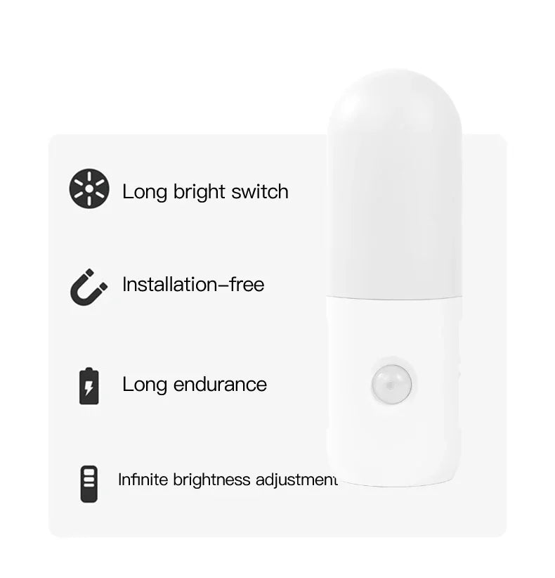 3 Colors Dimmable Spotlights 2 in 1 LED Night Light with Motion Sensor Rechargeable Magnetic Wall Lamp for Bedroom Hallway Stair