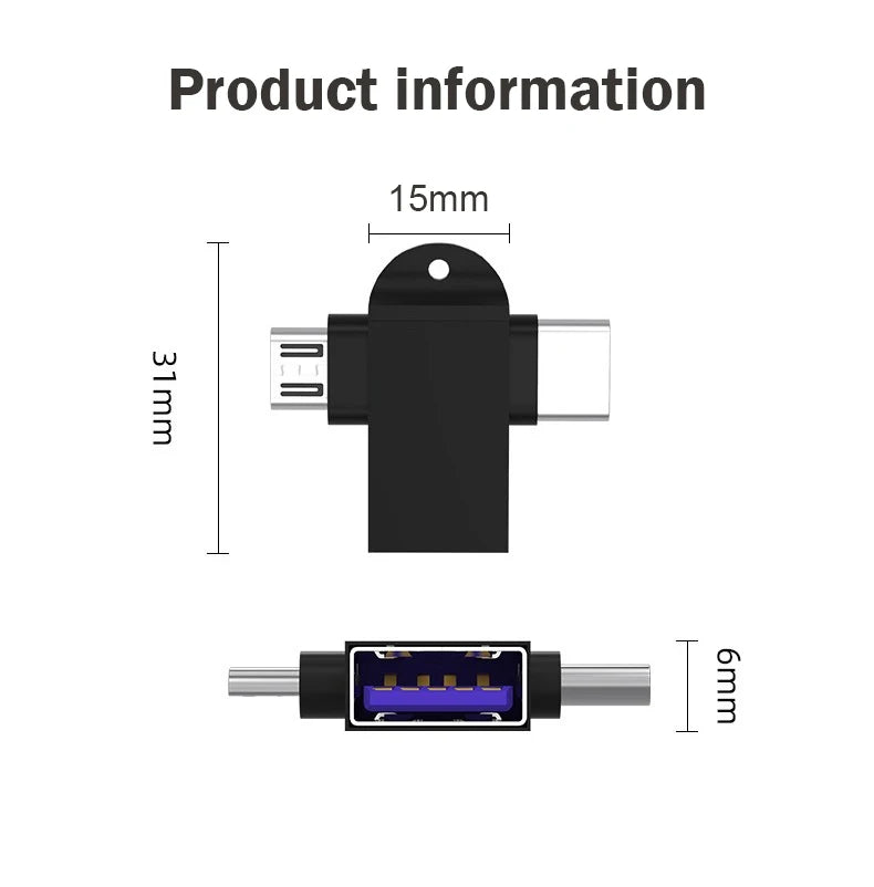 2 In 1 OTG Adapter USB Female To Micro USB/Type C Male Converter For Android For Xiaomi Huawei Tablet Laptop Flash Disk Drive