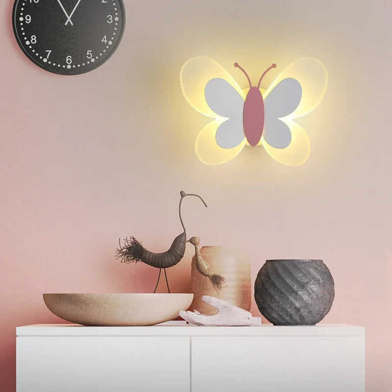 Modern LED Butterfly Wall Light For Bedroom Children's Room Bedside Wall Lamp Creative Personality Wall Decor Butterfly Sconce