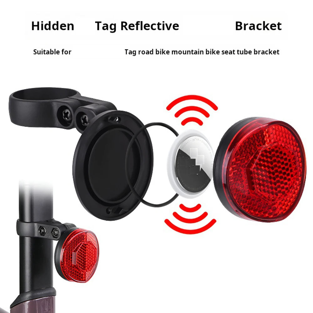 Hidden Protective Bracket for AirTag Bicycle Reflector Bike Reflective Warning Sign Anti-Theft Tracker Accessories