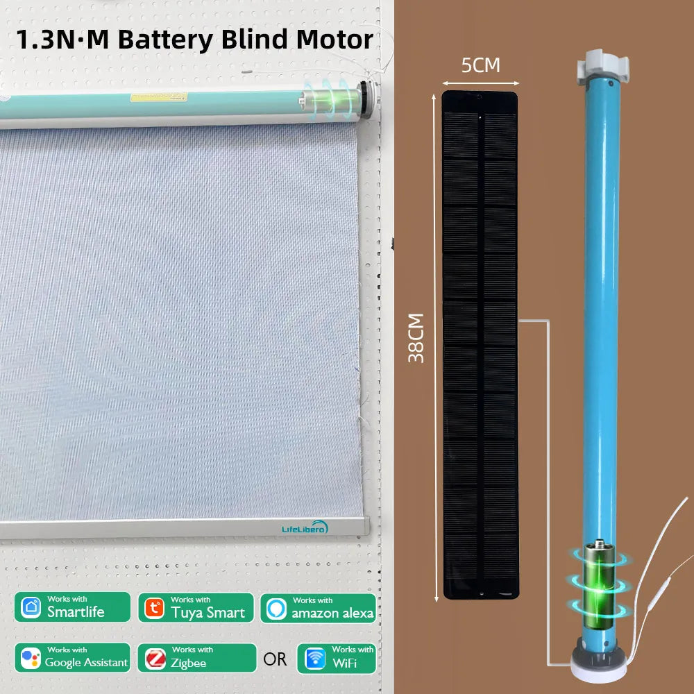 Tuya Zigbee Battery Smart Curtain Shutter Roller Blind Automatic Motor For 37mm 38mm Tube Alexa Alice Google Home Voice Control