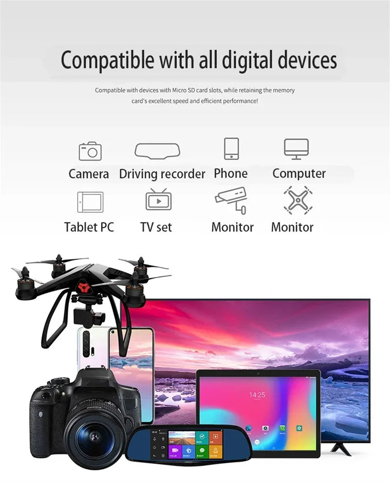 Lenovo 1TB Memory Micro Card Class 10 High Speed 4K Video TF Flash SD Cards 2TB 1TB 256GB 128GB TF Card for Phones Camera Drone
