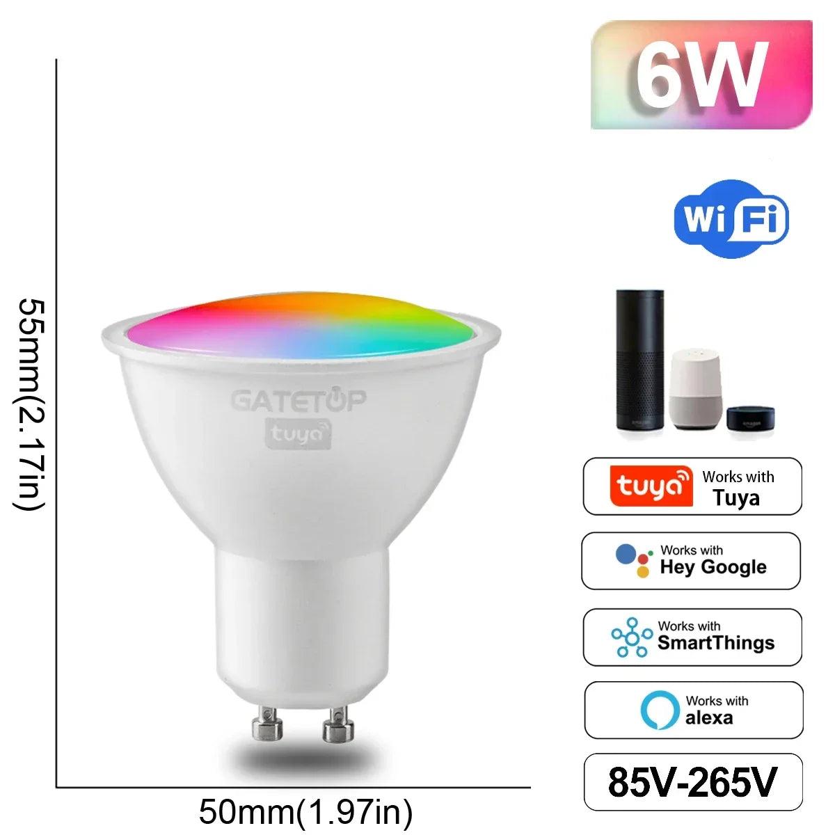 RGB Smart LED Bulb Dimmable Tuya Gu10 C37 A60 T37 E14 E27 B22 Light Wifi Magic Lamp AC 110V 220V Works with Alexa Google Home