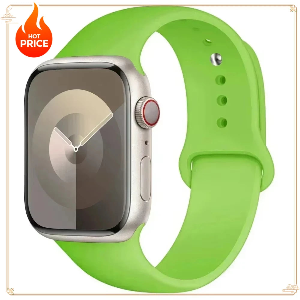 Original Silicone Strap for Apple Watch Band 38/40/41/42/44/45/46MM 49mm Bracelet for Iwatch Serie 10 9 7 4 5 6 8 SE Ultra 2 3