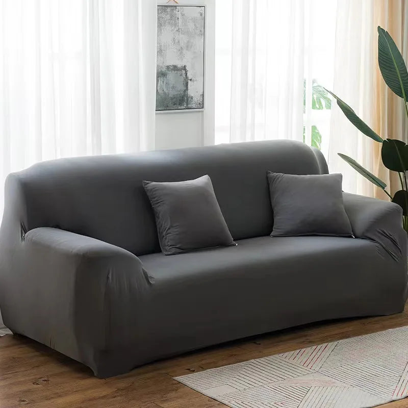 Solid Color 1/2/3/4 Seat Sofa Cover Stretch Milk Silk Fabric Couch Covers for Living Room Sectional Corner Settee Slipcovers 1PC