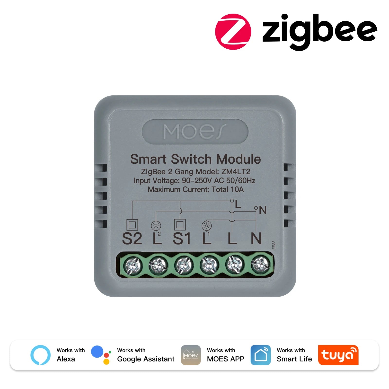 MOES Tuya WiFi Zigbee Mini DIY Smart Switch Module 1-4 Gang Timer Home Automation Compatible with Google Home Alexa
