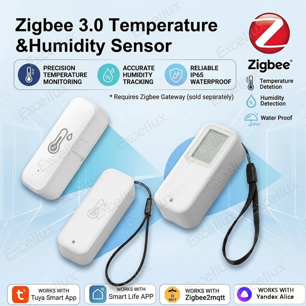 Tuya Zigbee Smart Temperature Humidity Sensor Outdoor IP65 Waterproof APP Remote Monitoring Works With Alexa Yandex Alice Z2MQTT