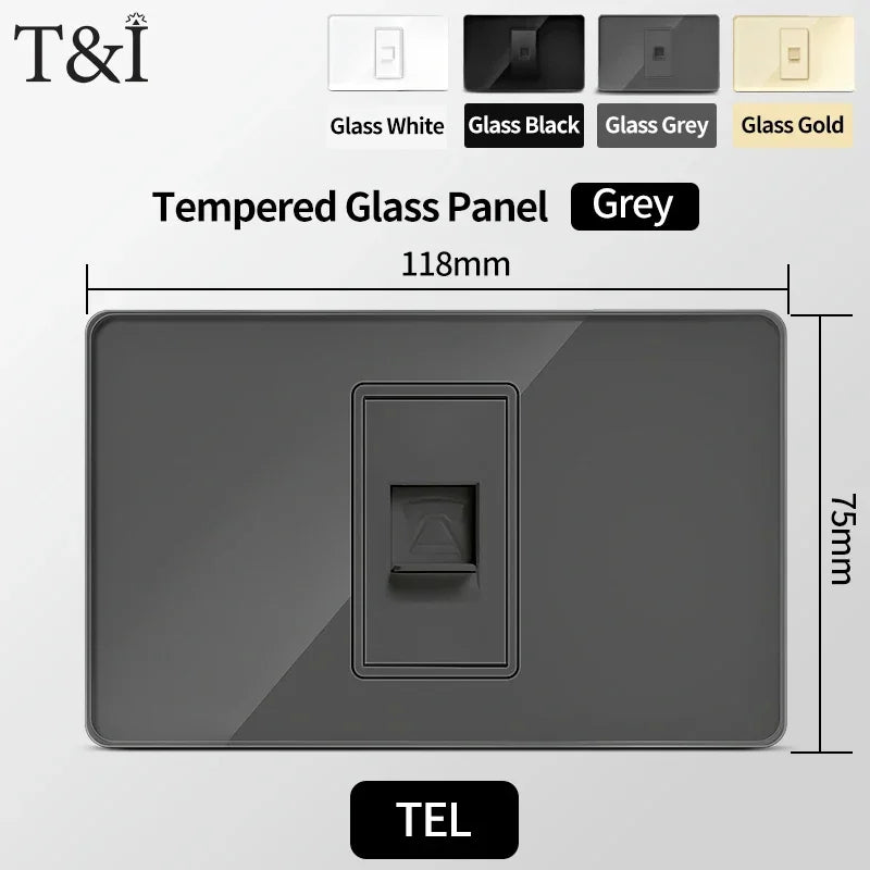 US MexicoSeries Tempered Glass Panel Plate Power Wall Socket USB Type-C Outlet Light Switch 2Way Control Home Office 110V
