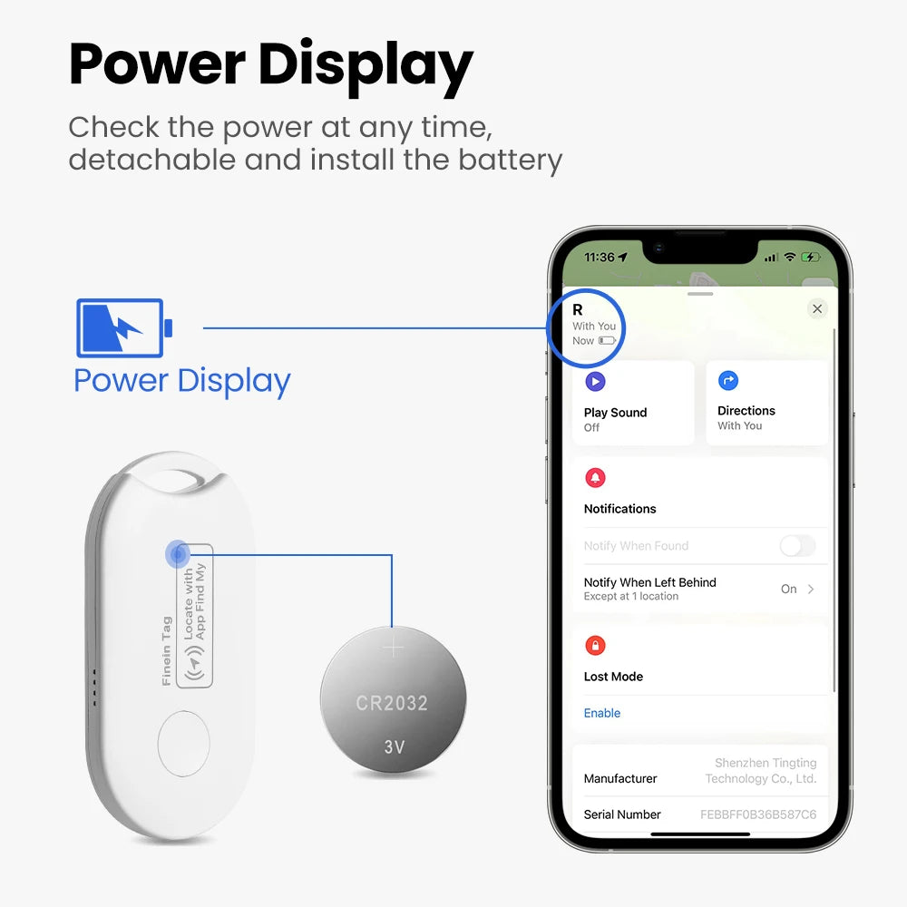 Global GPS Locator Mini Smart Tag Works with iPhone Find My APP Anti Lost Reminder Device Tracker for Car Wallet Key Finder