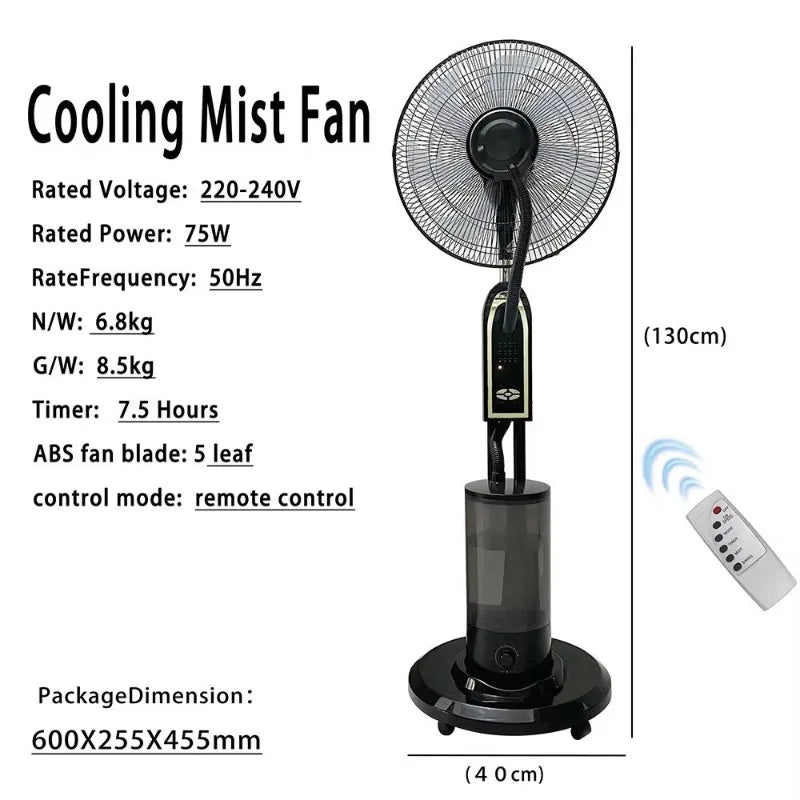 Cheap Price Smart Electrical Stand Mist Fan Remote Control Water Cooler Cooling Water Fan Adjustable Speed Misting Fan