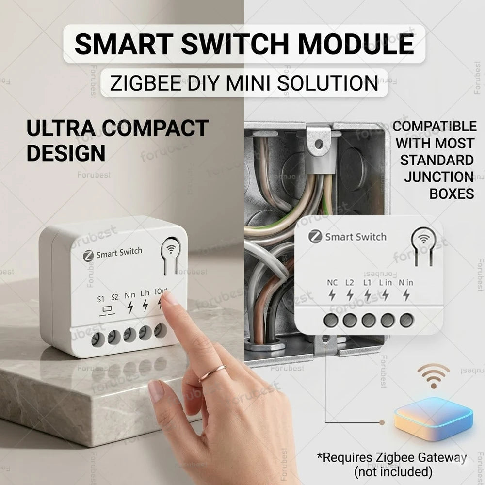 Mini Tuya Zigbee Smart Switch DIY Module 10A/16A 1/2 3 Gang Smart Home Relay Automation Breaker For Smart Life Z2M Alexa Yandex