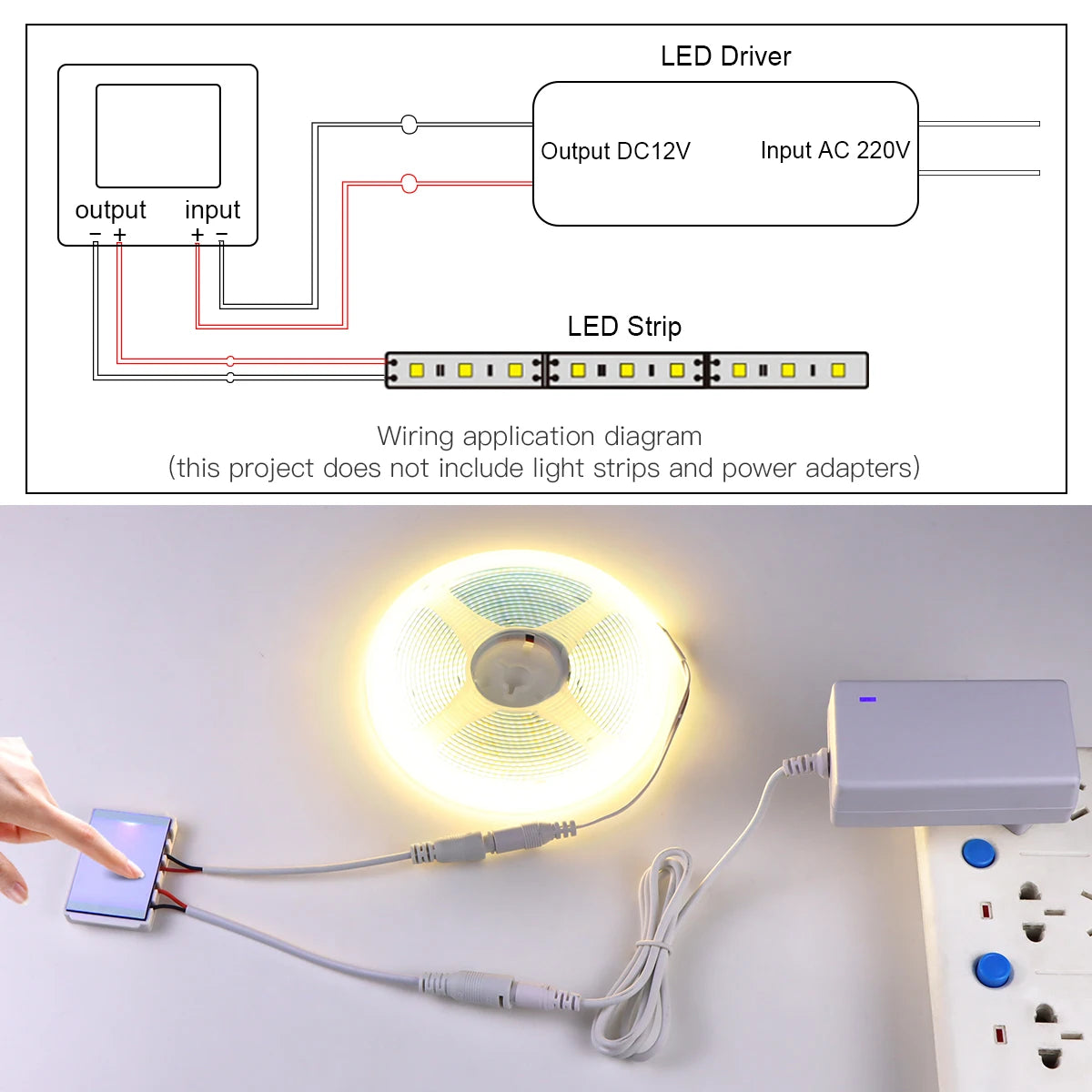 12V 5A LED Dimmer Switch Capacitive CCT Adjustable Touch Sensor Switch For Bathroom Mirror Light Backlight Decoration