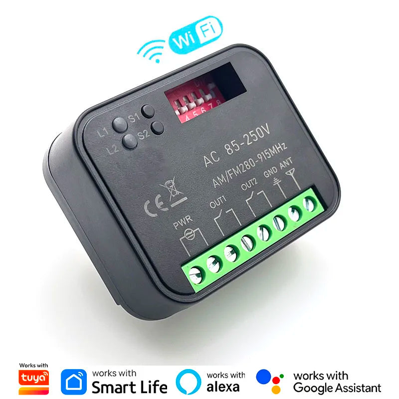 Work With Tuya WiFi Switch Universal RX-MULTI Garage Door Gate Remote Control Receiver Smart Controller 300-868MHz 9-30V 85-250V