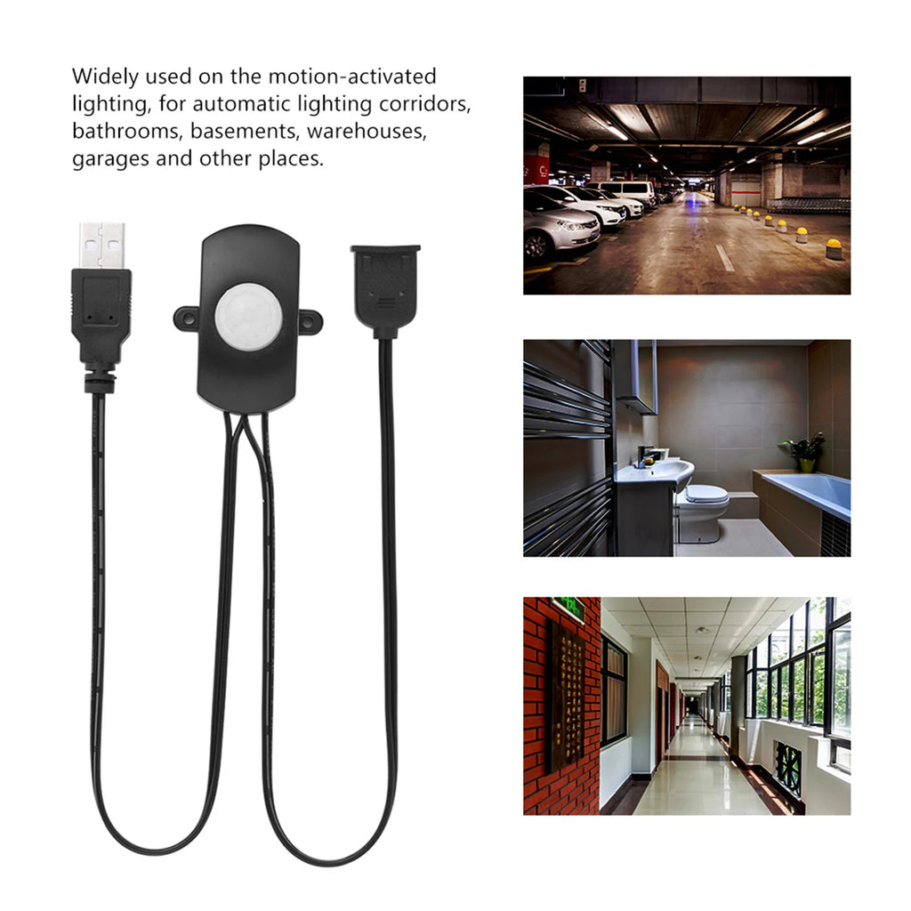 2A 5-24V Mini PIR Motion Sensor Auto Switch USB Interface for LED Strip Light Home Security Energy Saving Light