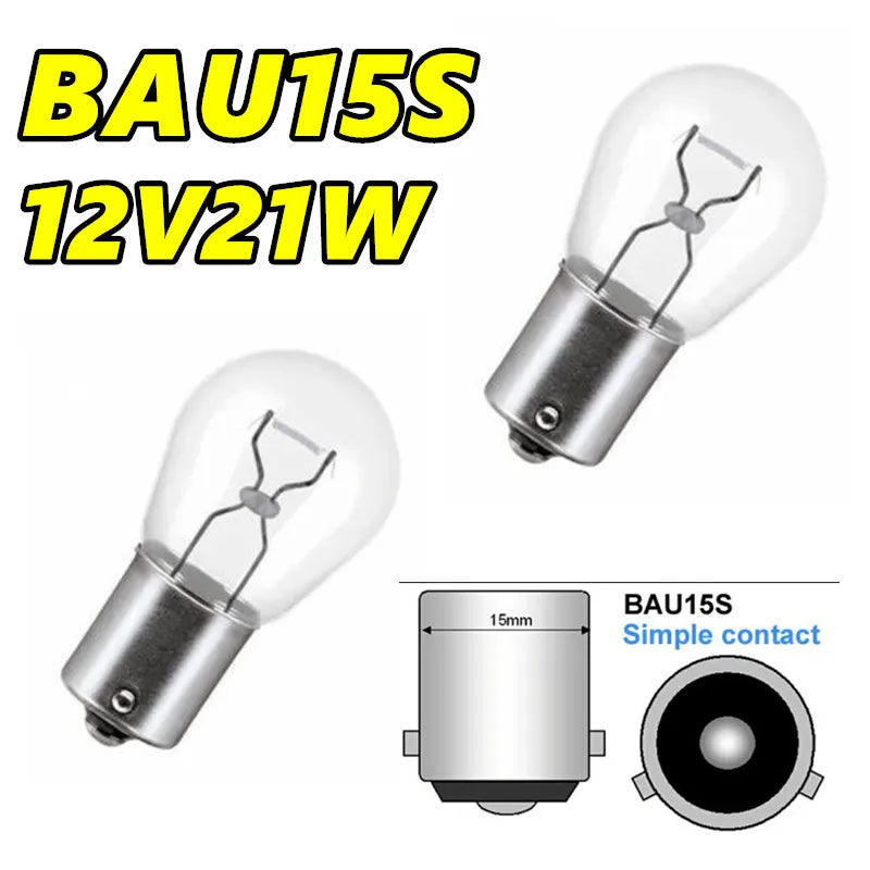 2Pcs Car Turn Singal Light Car Boat Reverse 1156 Tail Light Transparent 12V BAU15S Light Bulb P21W Halogen Lamp