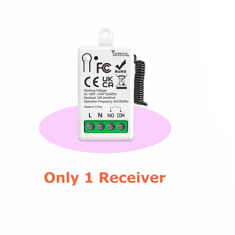 433MHz Smart Light Switch AC 110V 220V Receiver and 1/2/3Gang 86 Wireless Push Button Switch Transmit 50m for Home Improvement