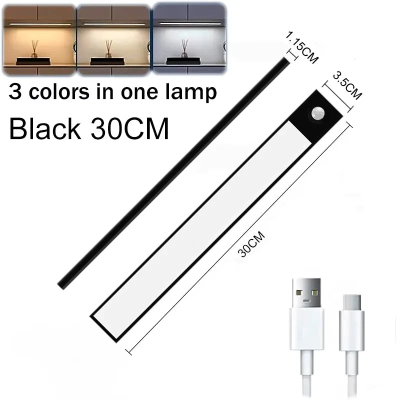 Night Light LED Motion Sensor Under Cabinet Lights USB Rechargeable Portable Lamp Lighting Bar For Bedroom Kitchen Accessories