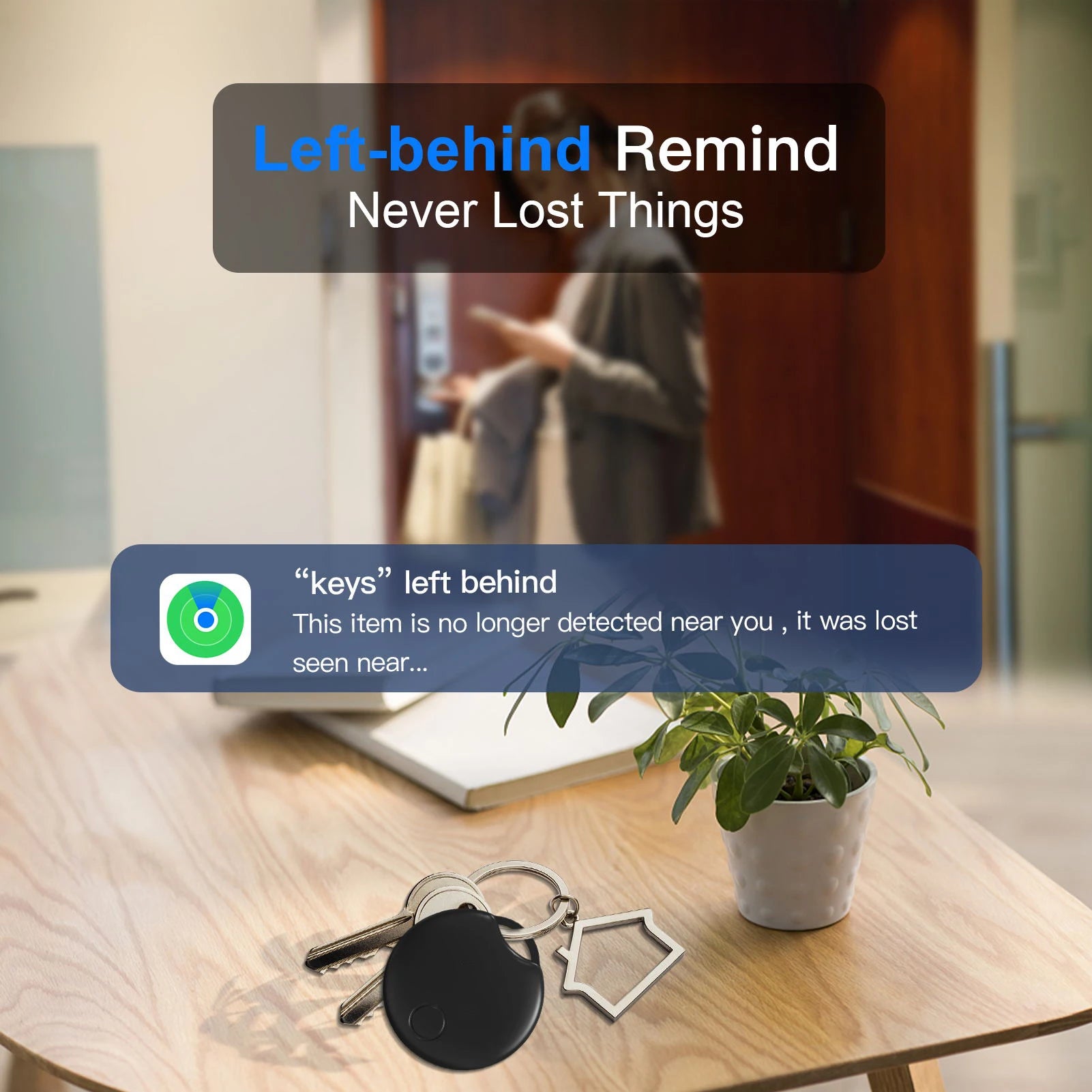 Wallet Tracker MFi Find My AirTag Left Behind Reminder Play Sound Far Away Location via Network Siri Lost Item ID IOS Smart Tag
