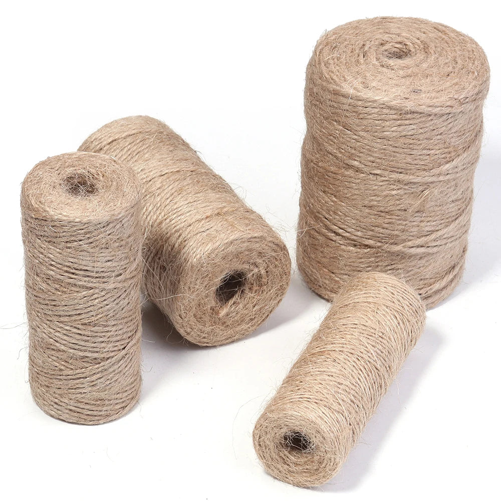 100Meters Natural Jute Rope String Ribbon Crafts DIY Vintage Jute Cord Twine Thread Sewing Gift Party Wedding Home Decoration