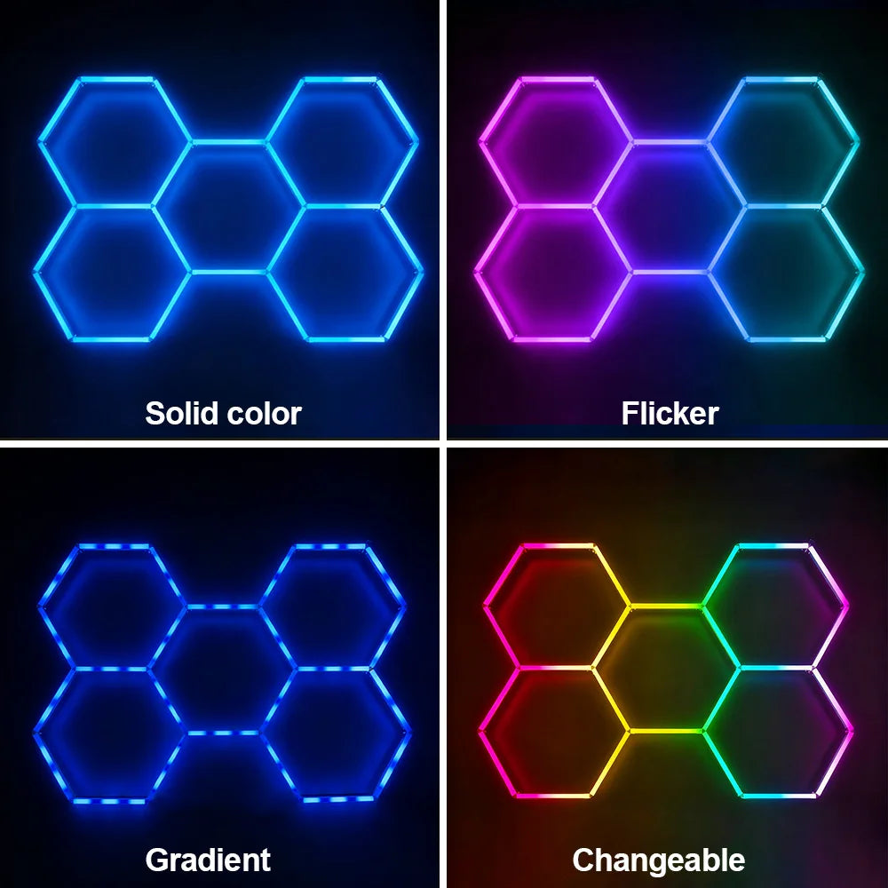 Smart RGB Honeycomb Hexagonal LED Lights with Music Function for Mobile Remote Control, Suitable for Gaming and Esports Rooms