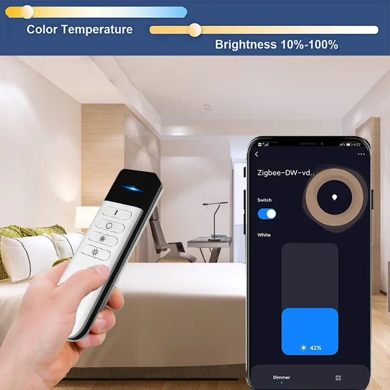 Tuya ZigBee Wireless Portable Remote Control 4 Zone LED Dimmer Smart Home Scene Control Switch Smart Life APP Fr Assistant 2MQTT