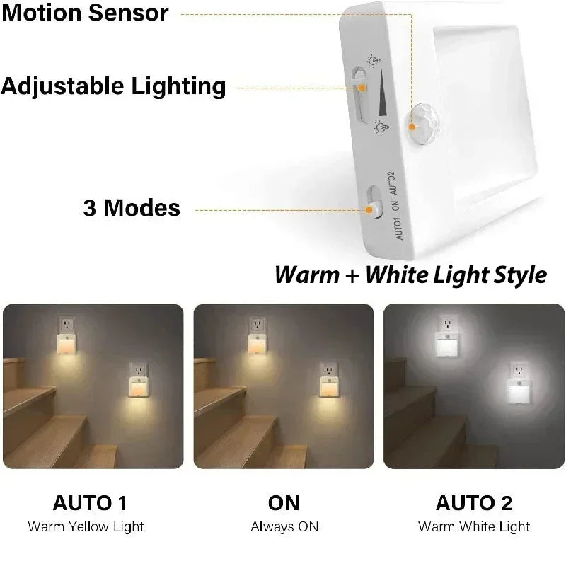 LED Night Lamp Wireless Motion Sensor Light US EU UK AU Plug Sensor Night Lamp Dimmable Lights for Bedroom Corridor Lighting