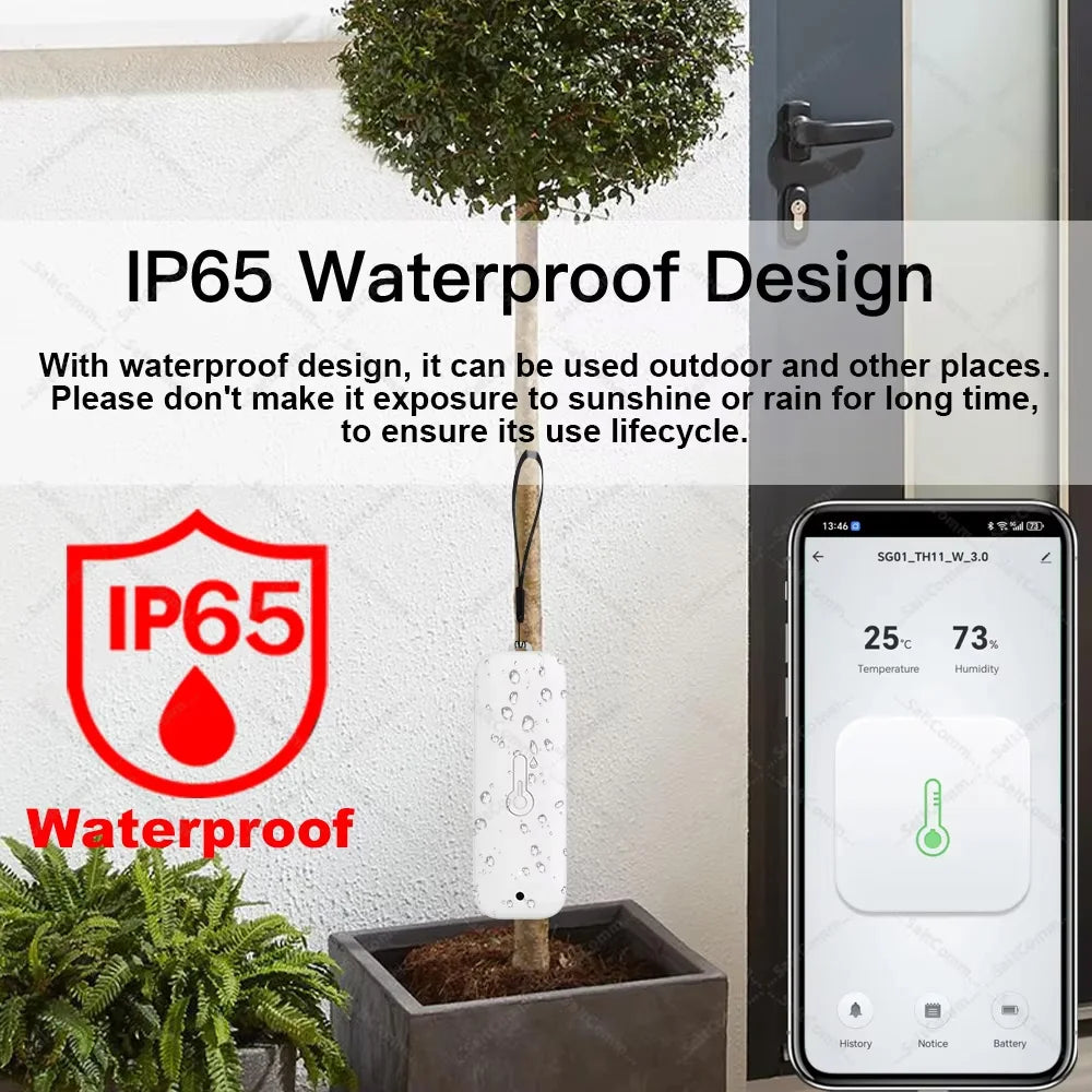 Zigbee 3.0 IP65 Waterproof Temperature Humidity Sensor Indoor Outdoor Compatible with Alexa Yandex Zigbee2MQTT Home Assistant