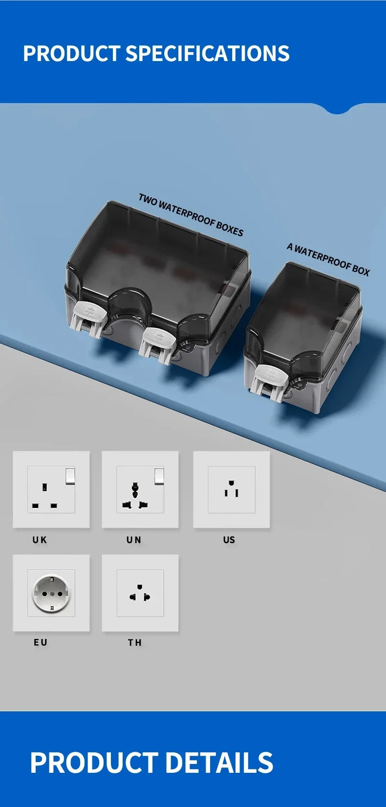 EU Socket IP66 Weather Dustproof Outdoor Plug Wall Socket Outlet Double Socket for Garden Garage Use Waterproof Box