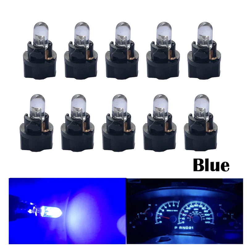 10pcs T5 PC74 B8.5 Led W3W Car Interior Light Dashboard Warming Indicator COB Chip Canbus Auto Instrument Light Wedge Gauge Bulb