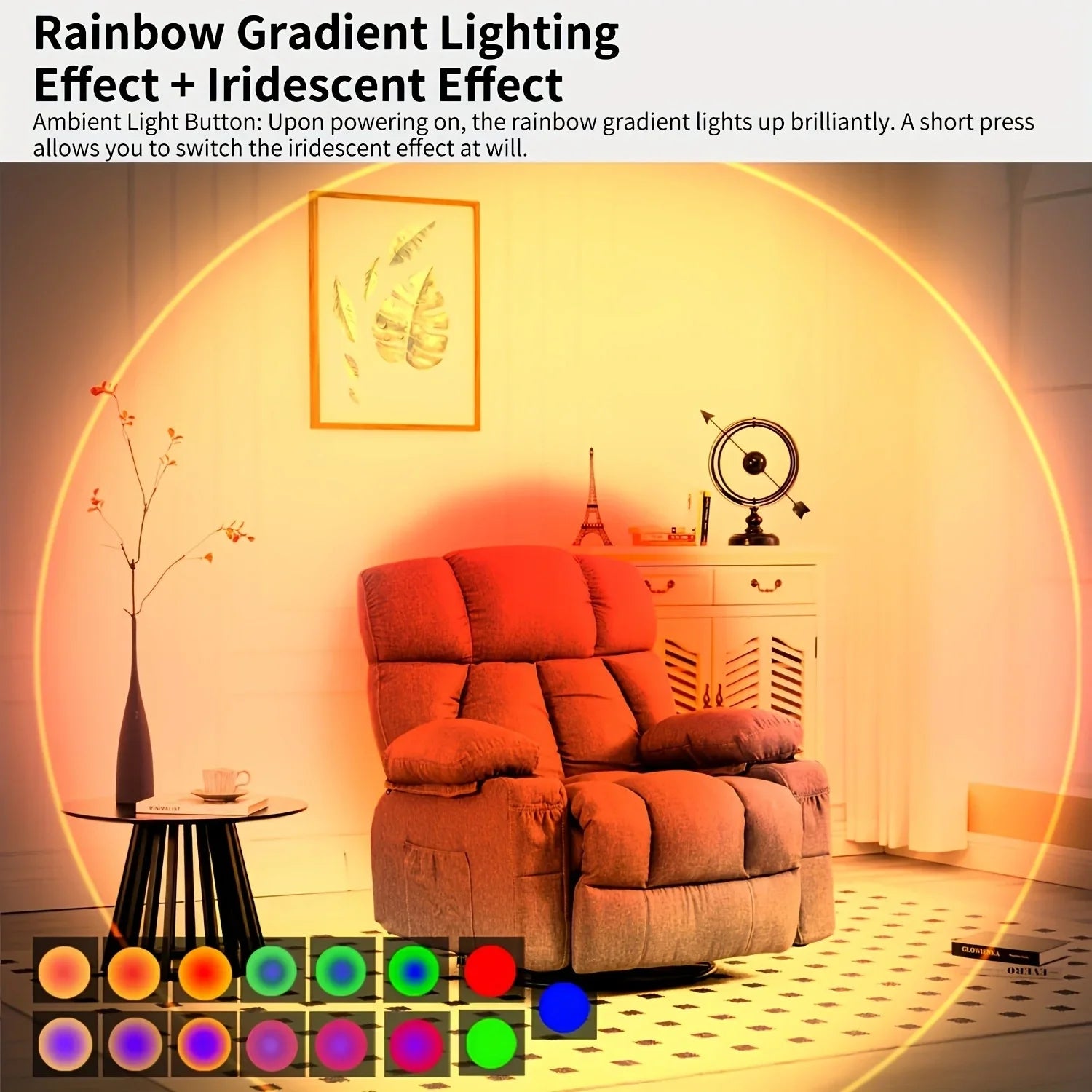 LED Motion Sensor Night Light RGB Colors Changing Wireless Wall Lamp Rechargeable Magnetic Sunset Lamp for Bedroom Living Room