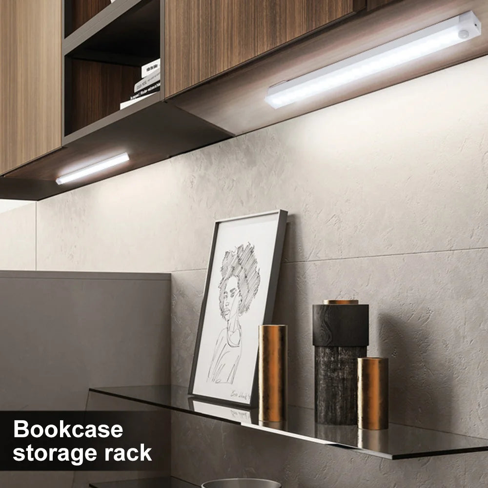 Motion Sensor Light Wireless Rechargeable LED Night Light Closet Cabinet Wardrobe Lamp Kitchen Staircase Backlight 10/20/30/50cm