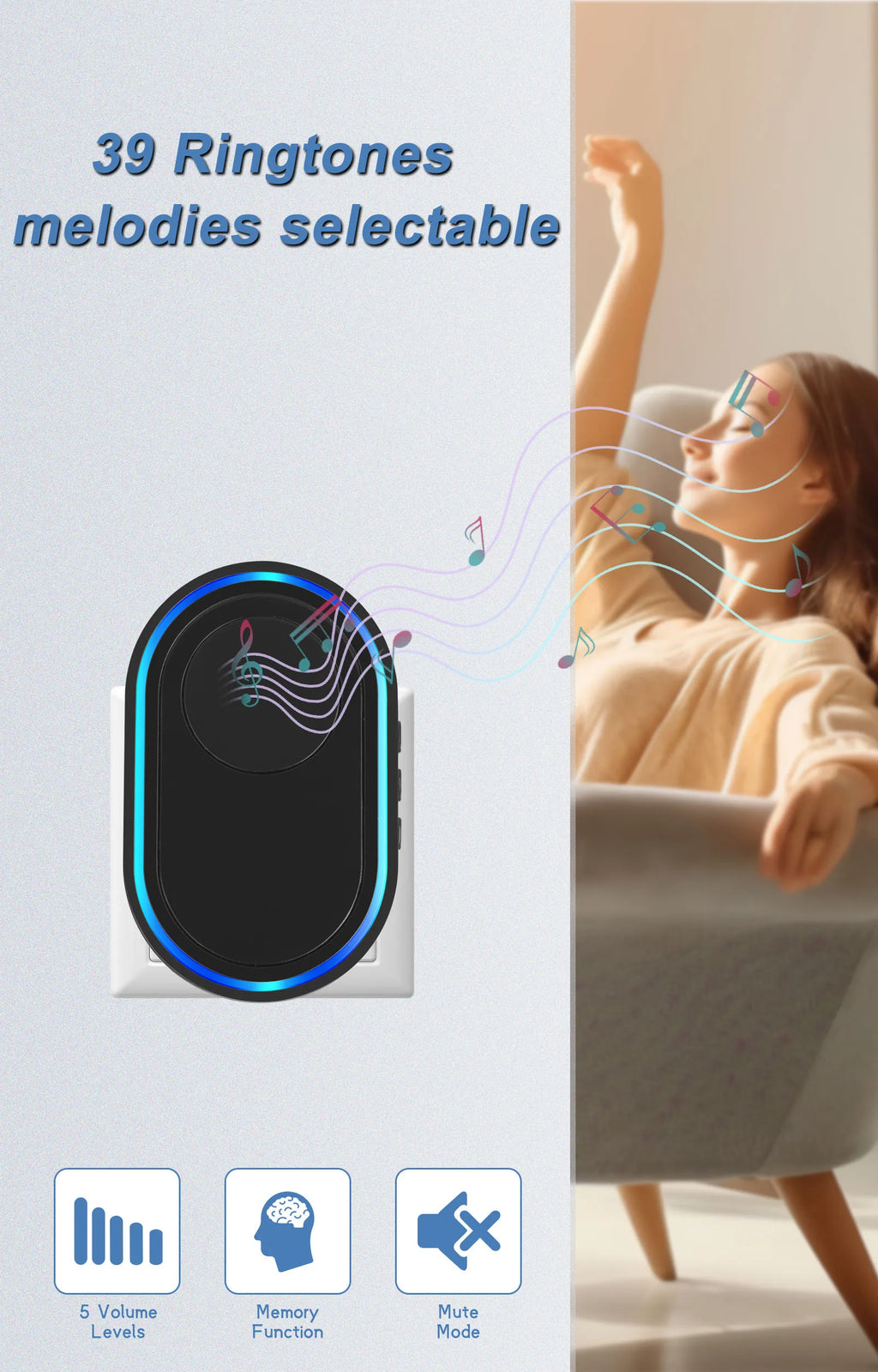 Waterproof Wireless Doorbell Home Welcome Smart Home Door bell 150m Remote Smart Bell Chime EU UK US Plug Optional