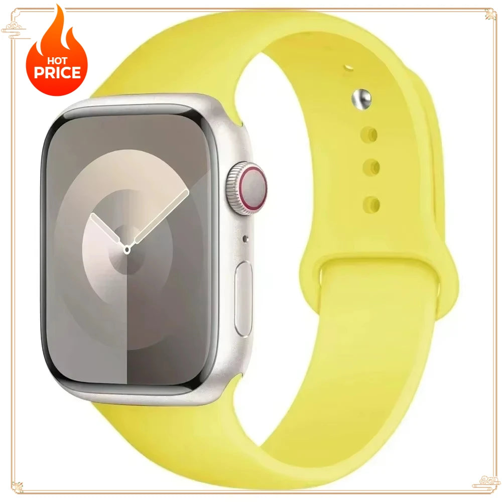 Original Silicone Strap for Apple Watch Band 38/40/41/42/44/45/46MM 49mm Bracelet for Iwatch Serie 10 9 7 4 5 6 8 SE Ultra 2 3