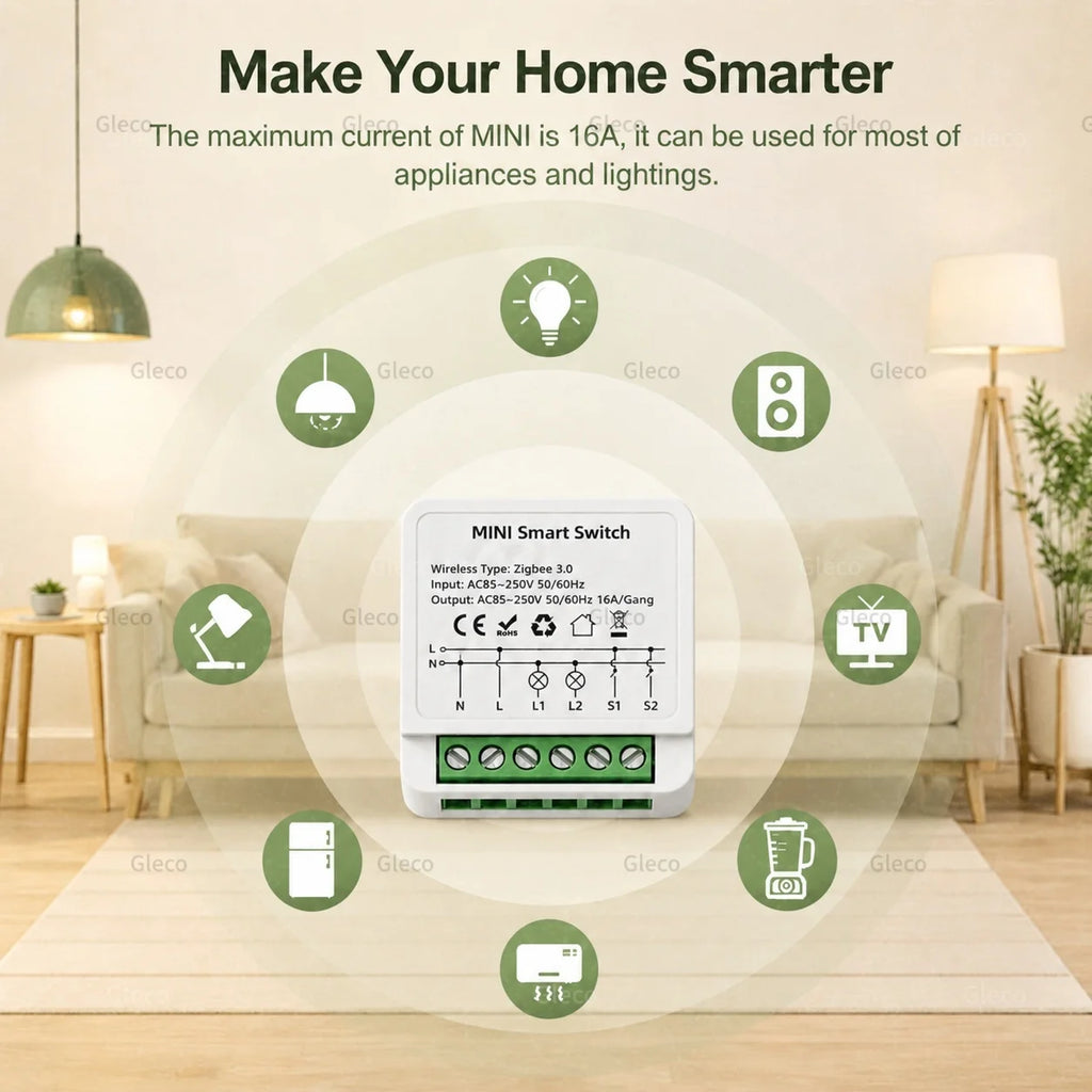 Zigbee Tuya Smart Switch Smart Life 10A/16A 1/2CH DIY Relay Breaker 2 Way Control For Alexa Google Home Assistant 2MQTT Gateway