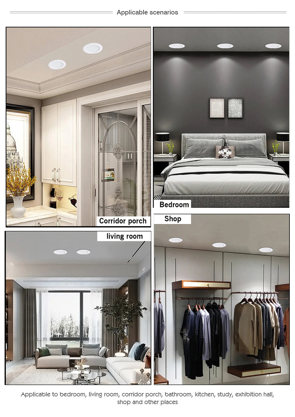 6Pcs LED Downlight AC110V 220V DC12V 24V Recessed Round Ceiling Dowm Light Indoor Bedroom for Home Decor Lighting LED Spot Lamp
