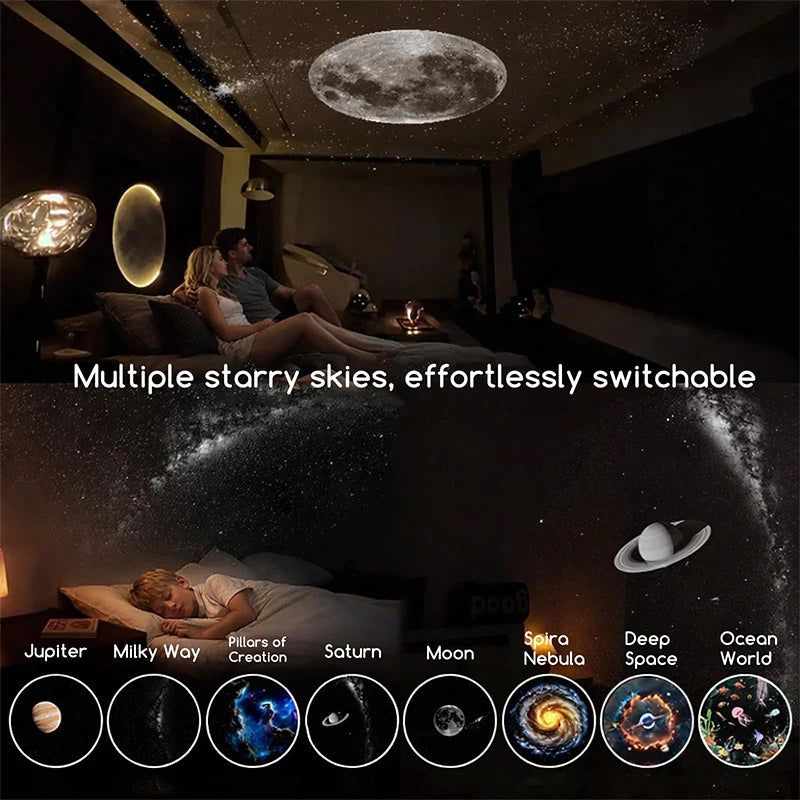 Wireless Galaxy Projection Led Night Light Rechargeable Wall Atmosphere Lamp For Car, Living Room Bedroom Home Decor Lighting