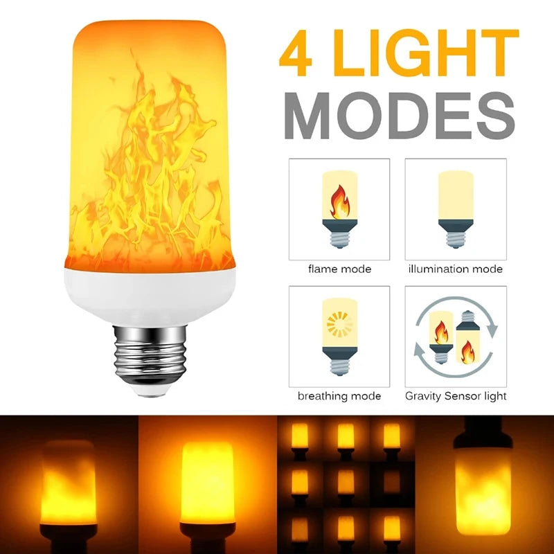 E27 LED Flame Lamp Flickering Fire Simulation Light Bulb E14 Dynamic Flame Effect Candle Light Creative Home Festival Decoration