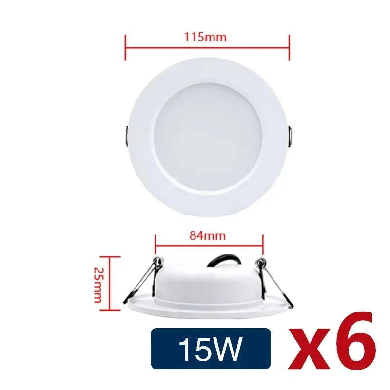 6Pcs LED Downlight AC110V 220V DC12V 24V Recessed Round Ceiling Dowm Light Indoor Bedroom for Home Decor Lighting LED Spot Lamp
