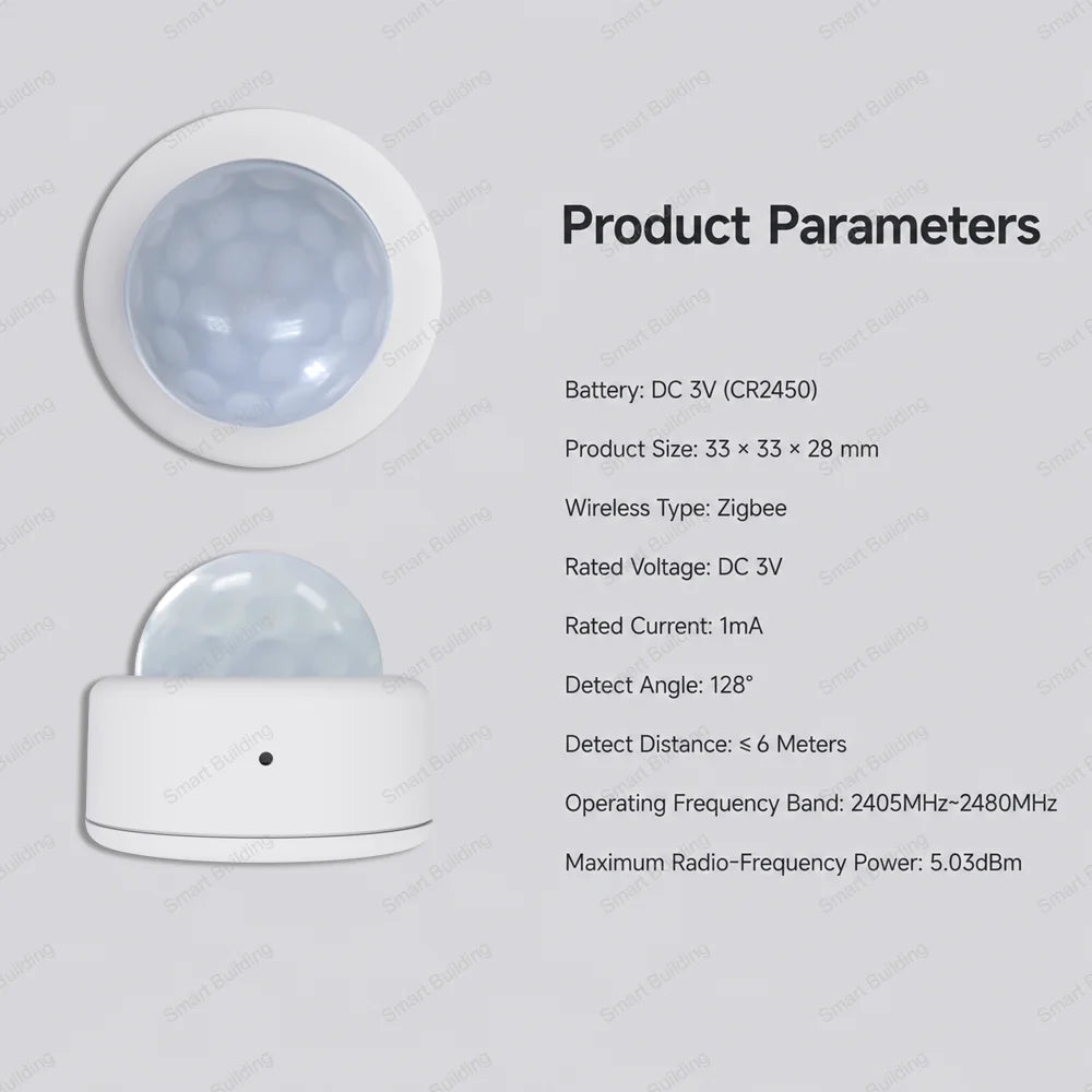 Tuya Zigbee Mini PIR Motion Sensor Human Motion Infrared Detector Security Alarm Work With Alexa Google Home ZHA Zigbee 2MQTT