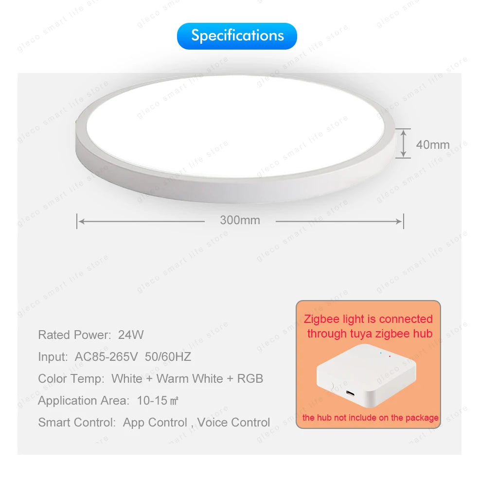 Tuya Wifi/Zigbee Ceiling Light RGBCW Led Ceiling Lamp Livingroom Home Decoration Smart Lamp For Smart Life APP Alexa Google Home