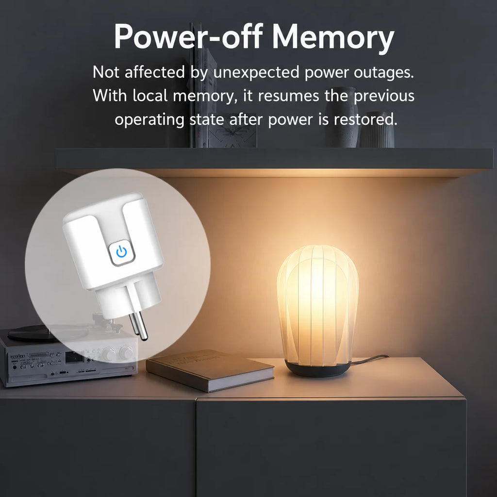 Tuya Matter EU Smart Plug 16A with Energy Consumption Tracking, Compatible with Apple HomeKit, Google Home, and Alexa