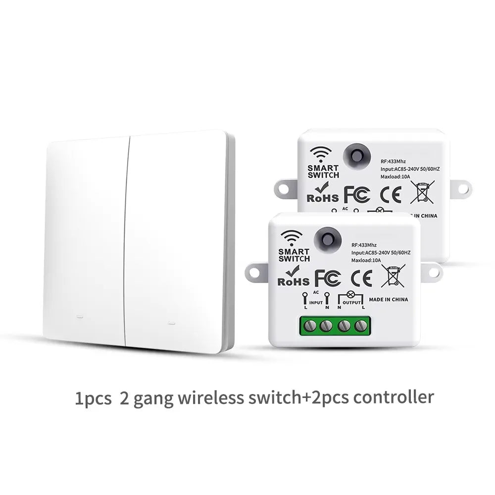 RF433 Self-Powered Wireless Light Switch, Kinetic Energy No Battery,Long Range Wall-Penetrating Signal, Easy Retrofit for Home